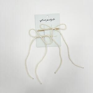 FREE PEOPLE Beaded Bow Barrette Dainty Clip Pin Hair Accessories Bead Cream NWT